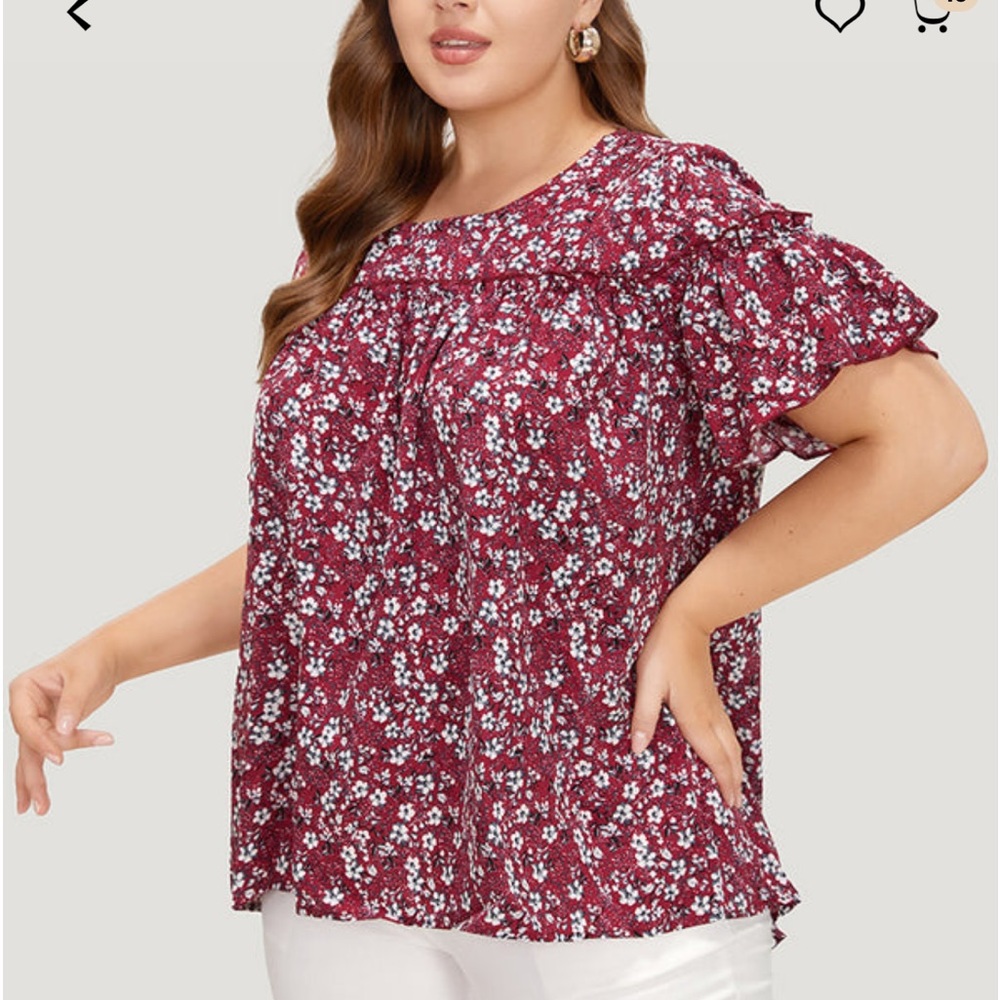 NWT-Cranberry & Floral Top. Gorgeous Colors! Lightweight! - Picture 8 of 10